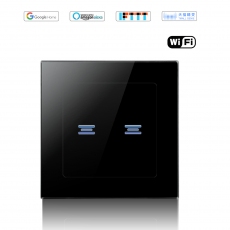 Wintop AI Wi-Fi Smart Light Wall Touch Double Switch Neutral Wire Required eHouse 55F Design black Wintop AI Wi-Fi Smart Light Wall Touch Double Switch Neutral Wire Required eHouse 55F Design black